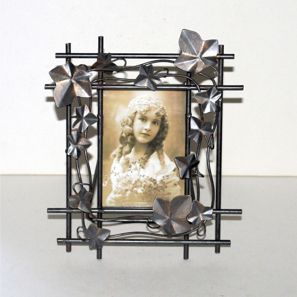 Hermitage Pottery Metal Ivy Leaf Vine Photo Frame vintage floral garden bronze